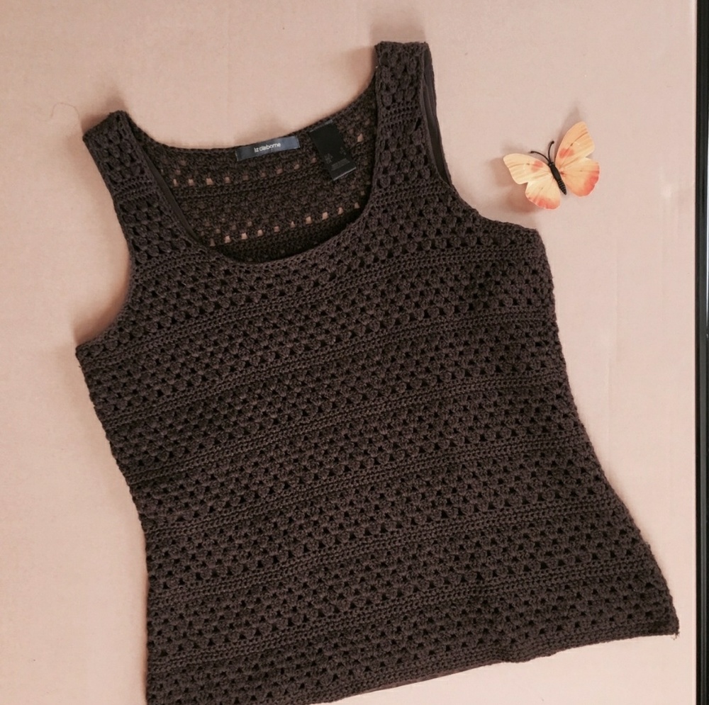 Liz Claiborne Brown Crochet Tank